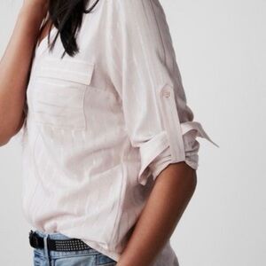 Express The City Top - Pink with metallic striping